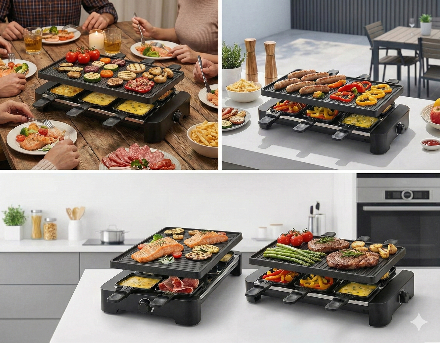Appareil raclette et grill électrique multifonction – 8 personnes – 2000 W