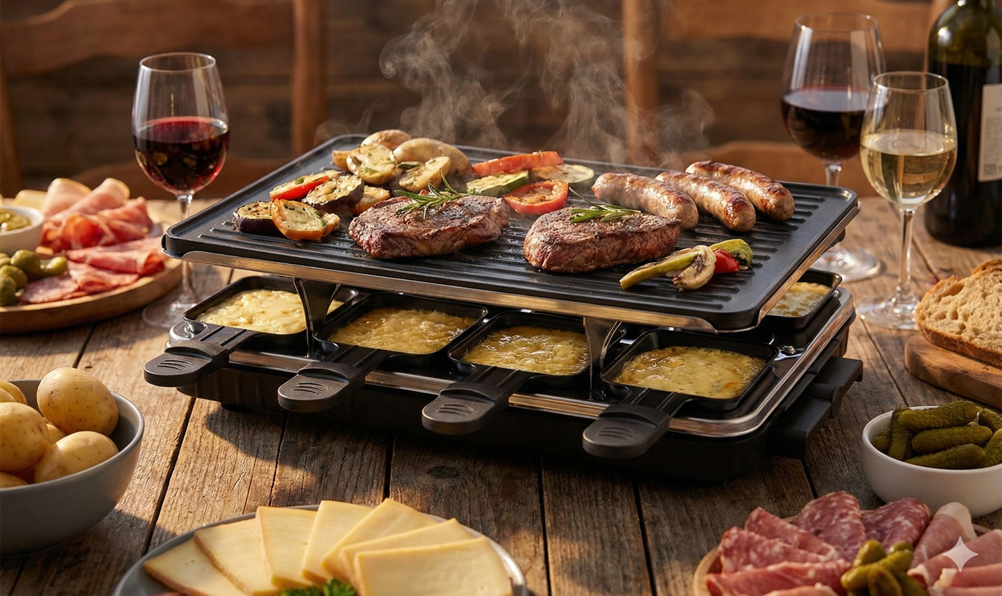 Appareil raclette et grill électrique multifonction – 8 personnes – 2000 W