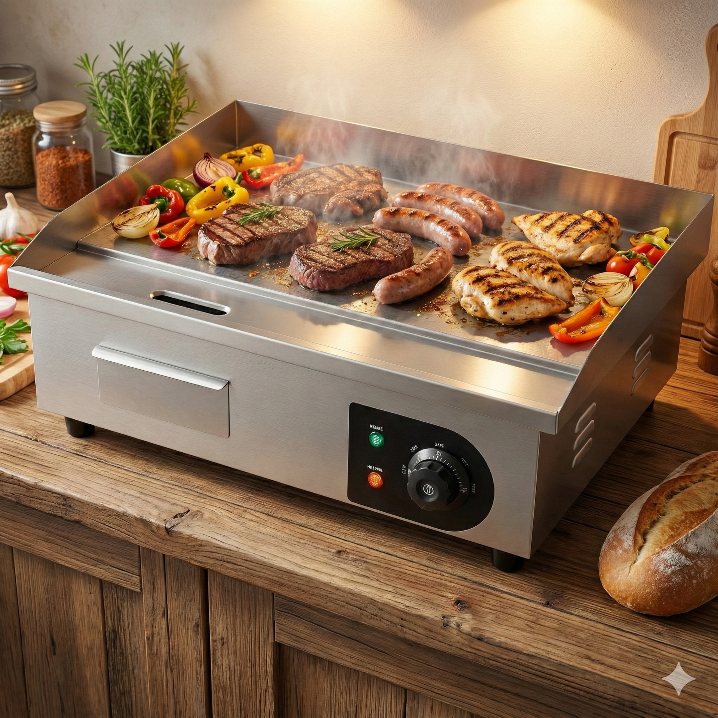 Plancha électrique en acier inoxydable – 21 pouces